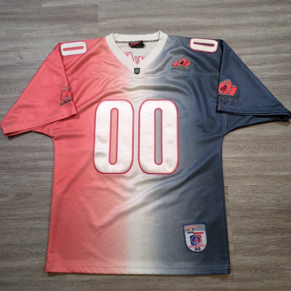 Vintage Johnny Blaze Football Jersey Sz Medium Ombre Red White Blue Hip Hop USA